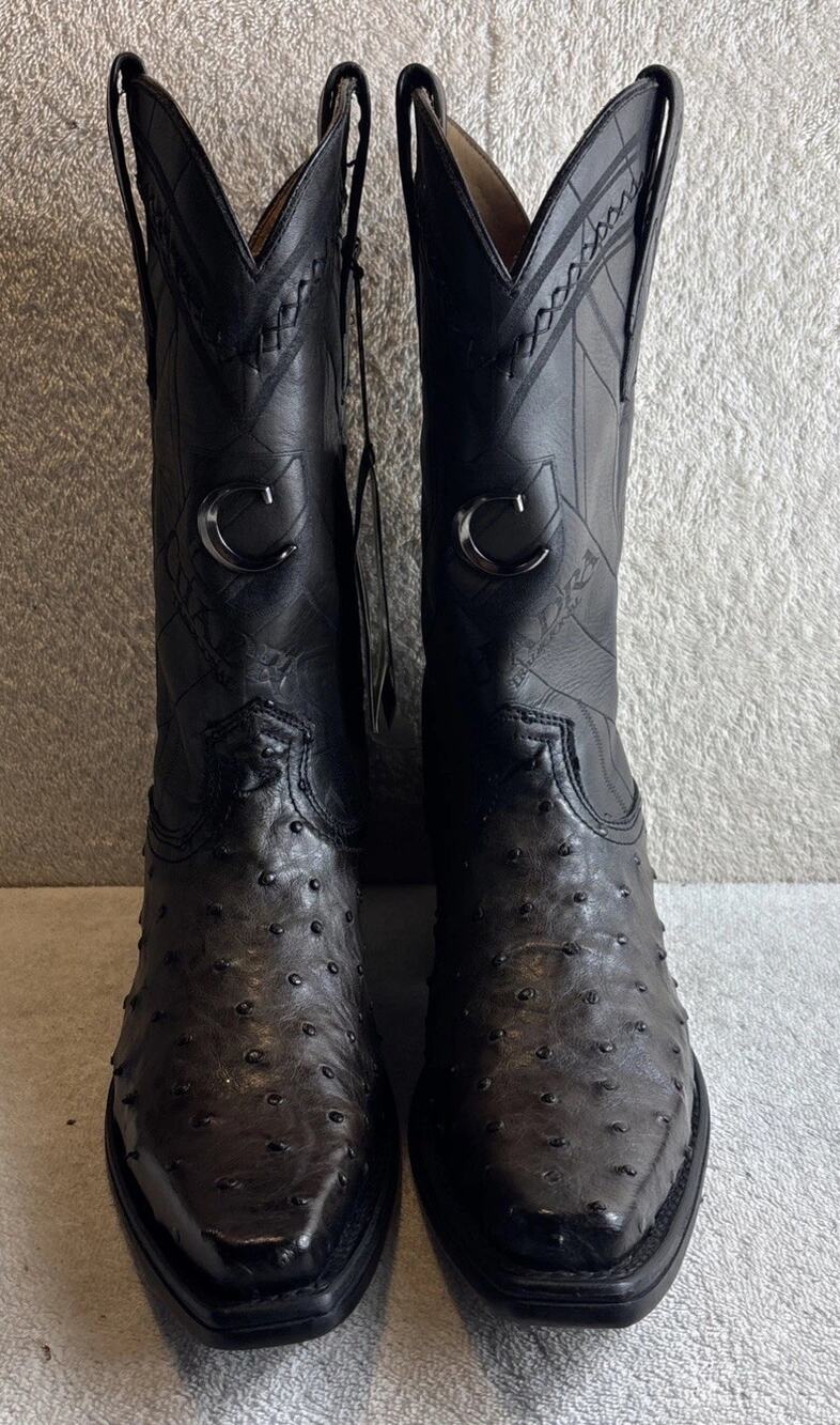 Cuadra Men Brown Ostrich Leather Narrow Square Toe Western Boots Size 7 EE 51612